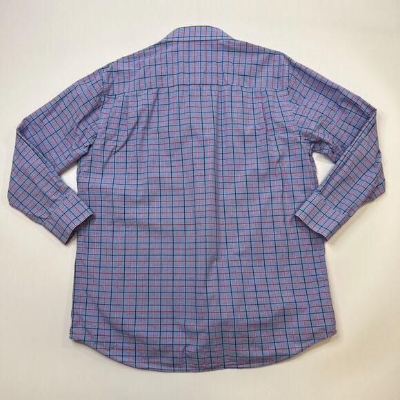 Tattersall Dress Shirt Mens 17 Blue Plaid Long Sleeve 100 Cotton 22" Arm Length - Picture 3 of 9